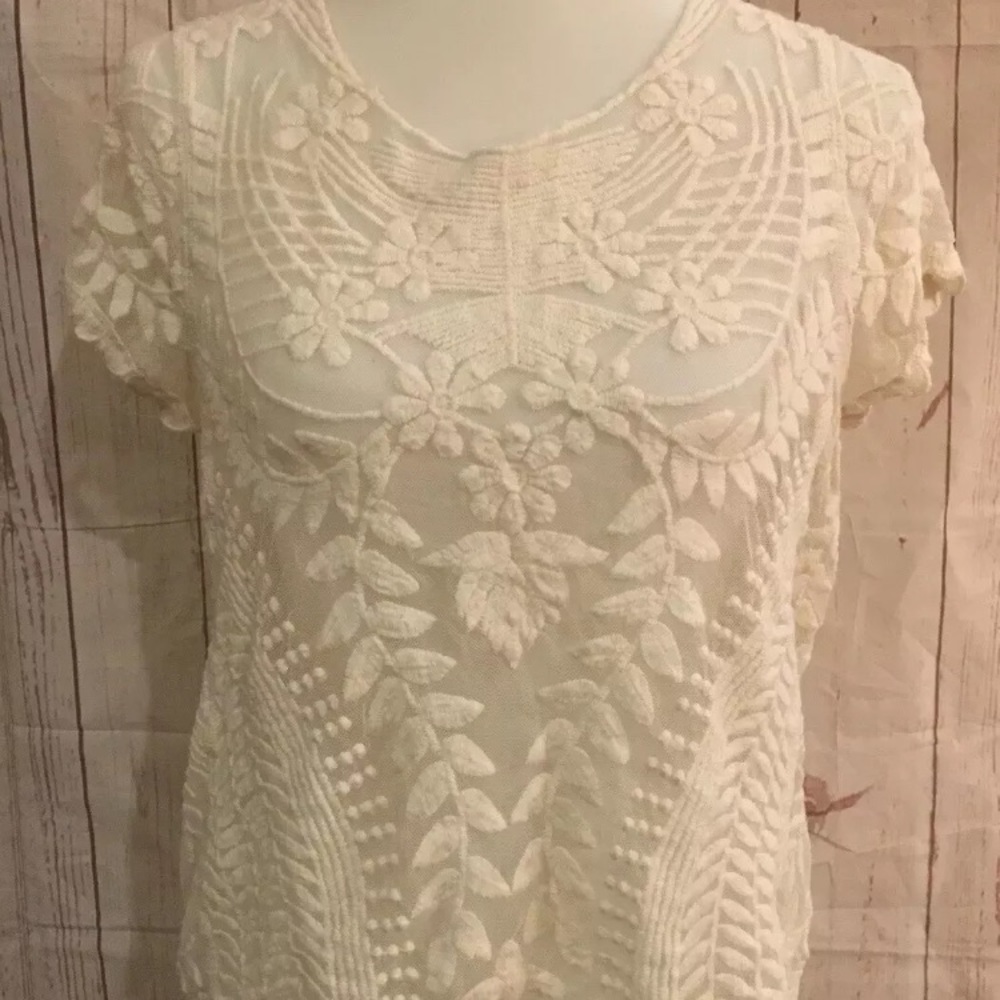 EXPRESS White Ivory Floral Lace Boho Top